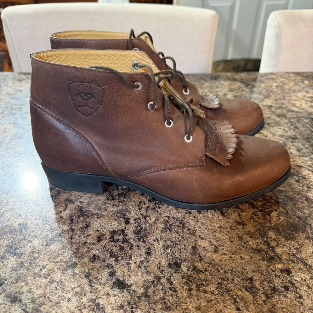 Ariat Womens Brown Leather Lace Up Kiltie Paddock Ankle Boots Size 9.5 M Brazil